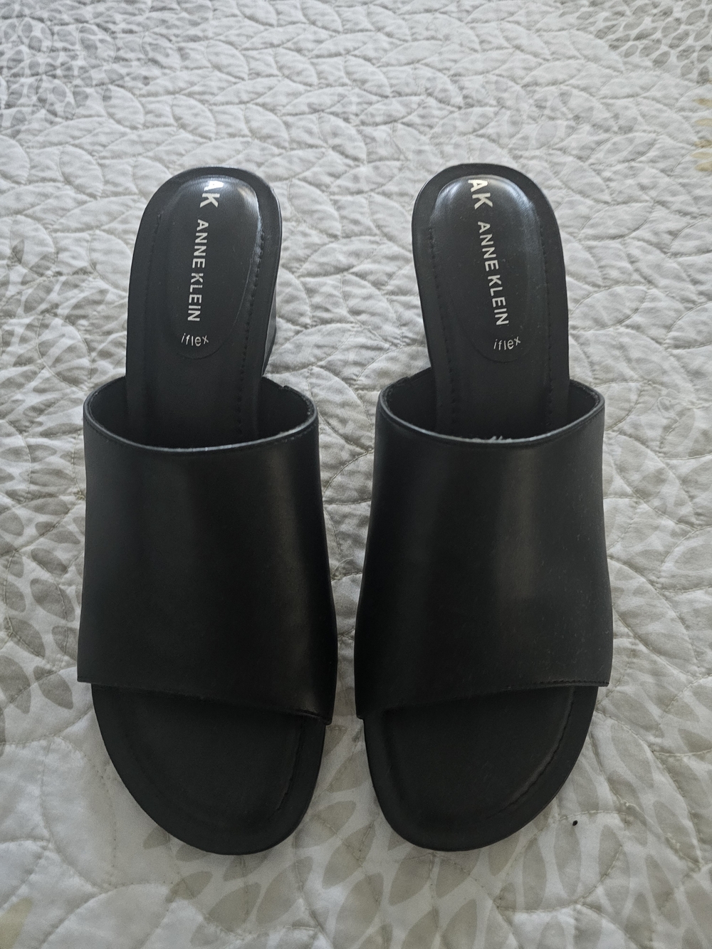 Anne Klein Black Slide Mules with Wide Band